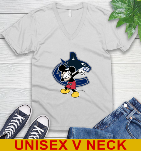 Vancouver Canucks NHL Hockey Dabbing Mickey Disney Sports V-Neck T-Shirt