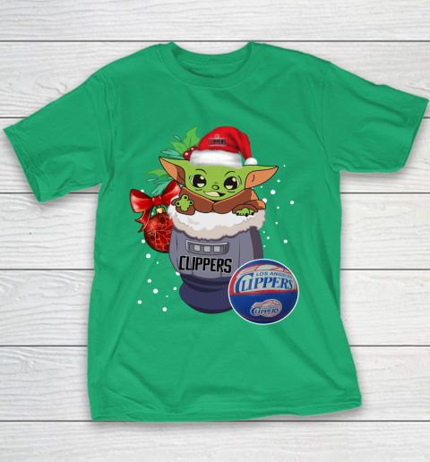 LA Clippers Christmas Baby Yoda Star Wars Funny Happy NBA Youth T-Shirt