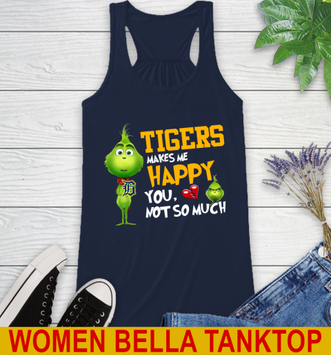MLB Detroit Tigers Makes Me Happy You Not So Much Grinch Baseball Sports Racerback Tank 9