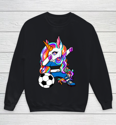 Dabbing Unicorn Estonia Soccer Fans Jersey Estonian Football Youth Sweatshirt