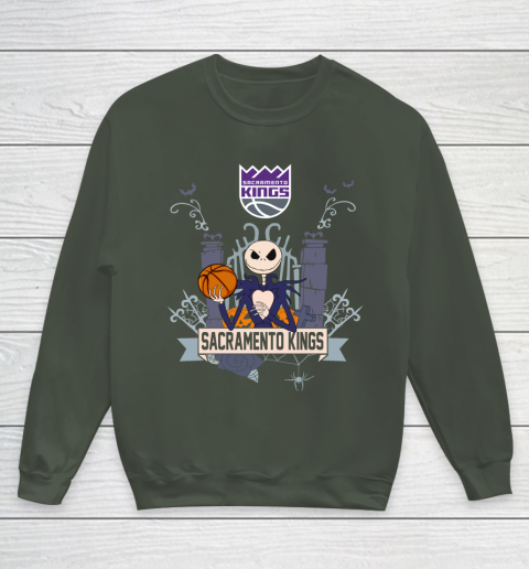 NBA Sacramento Kings Basketball Jack Skellington Halloween Youth Sweatshirt 8