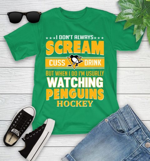 Pittsburgh Penguins NHL Hockey I Scream Cuss Drink When I'm Watching My Team Youth T-Shirt 8