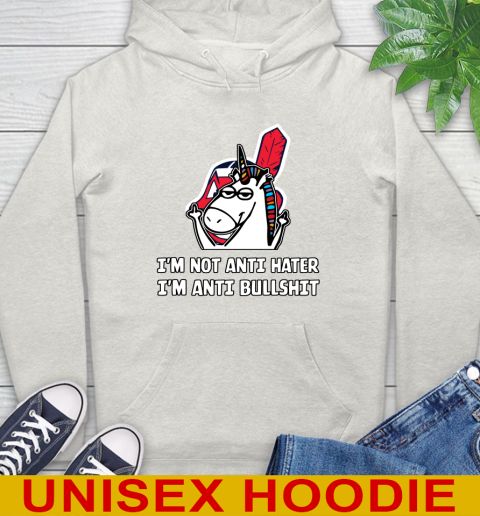 Cleveland Indians MLB Baseball Unicorn I'm Not Anti Hater I'm Anti Bullshit Hoodie 12