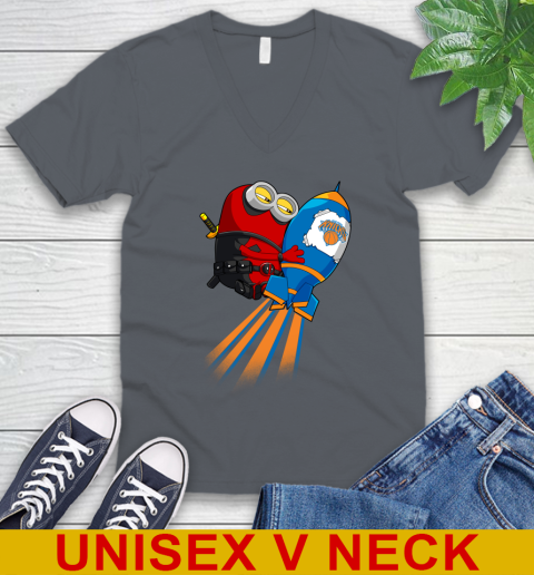 NBA Basketball New York Knicks Deadpool Minion Marvel Shirt V-Neck T-Shirt 4