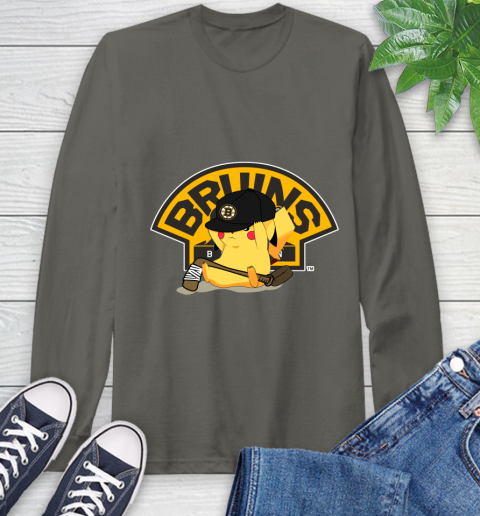 NHL Pikachu Hockey Sports Boston Bruins Long Sleeve T-Shirt 8
