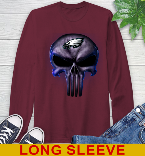 Philadelphia Eagles NFL Football Punisher Skull Sports Long Sleeve T-Shirt - Image 8