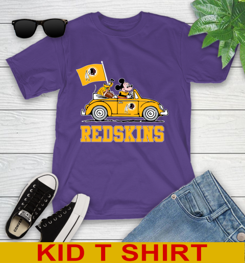 NFL Football Washington Redskins Pluto Mickey Driving Disney Shirt Youth T-Shirt 4