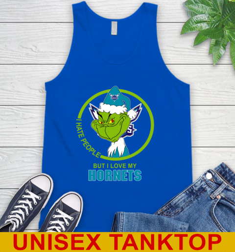 Charlotte Hornets NBA Christmas Grinch I Hate People But I Love My Favorite Basketball Team Tank Top 5