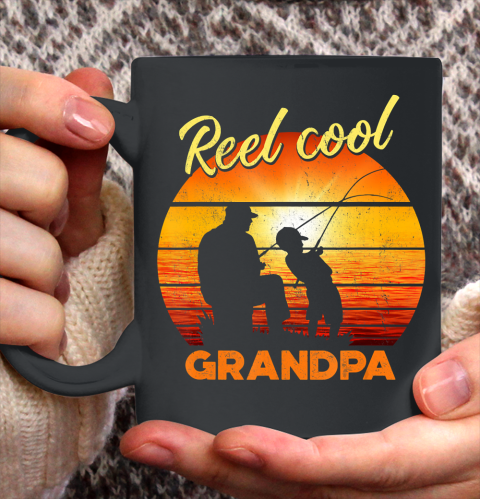 GrandFather gift shirt Vintage Fishing Reel Cool Grandpa Gift Fathers Mothers T Shirt Ceramic Mug 11oz