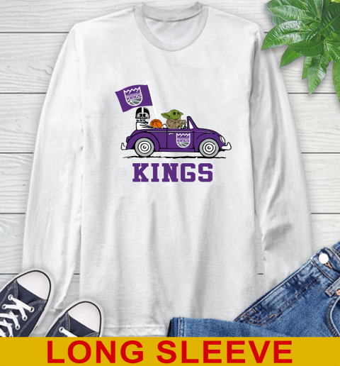NBA Basketball Sacramento Kings Darth Vader Baby Yoda Driving Star Wars Shirt Long Sleeve T-Shirt