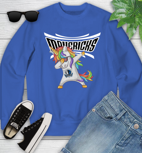 Dallas Mavericks NBA Basketball Funny Unicorn Dabbing Sports Youth Sweatshirt 8
