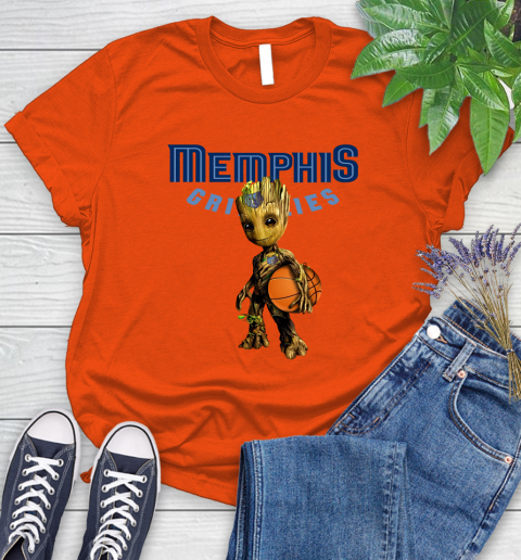 Memphis Grizzlies NBA Basketball Groot Marvel Guardians Of The Galaxy Women's T-Shirt 4