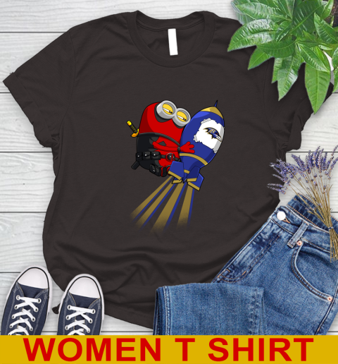 NFL Football Baltimore Ravens Deadpool Minion Marvel Shirt Women's T-Shirt 9
