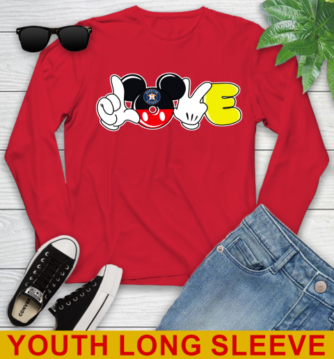 Houston Astros MLB Baseball Love Mickey Disney Sports Youth Long Sleeve 11