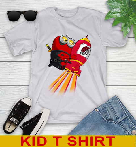 NBA Basketball Portland Trail Blazers Deadpool Minion Marvel Shirt Youth T-Shirt 5 NBA Basketball Portland Trail Blazers Deadpool Minion Marvel Shirt Youth T-Shirt - Image 5