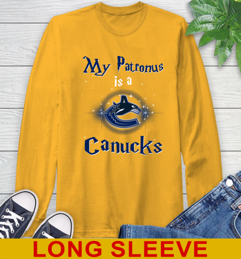 NHL Hockey Harry Potter My Patronus Is A Vancouver Canucks Long Sleeve T-Shirt 2