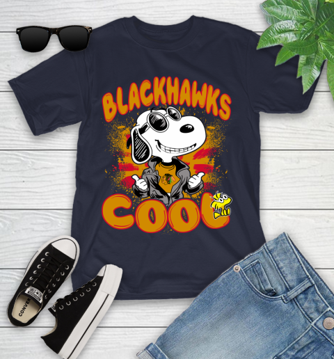 NHL Hockey Chicago Blackhawks Cool Snoopy Shirt Youth T-Shirt 2