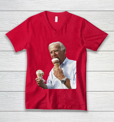Joe Biden Eating Ice Cream V-Neck T-Shirt 6