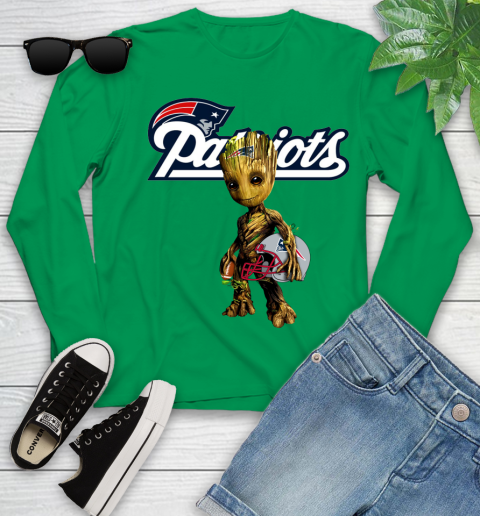 New England Patriots NFL Football Groot Marvel Guardians Of The Galaxy Youth Long Sleeve 6