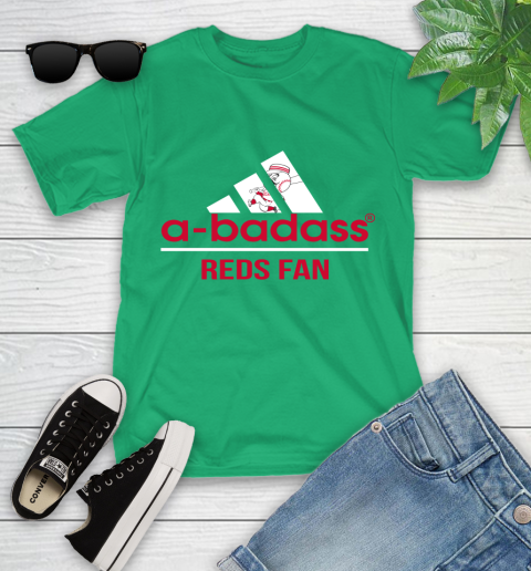MLB A Badass Cincinnati Reds Fan Adidas Baseball Sports Youth T-Shirt 8
