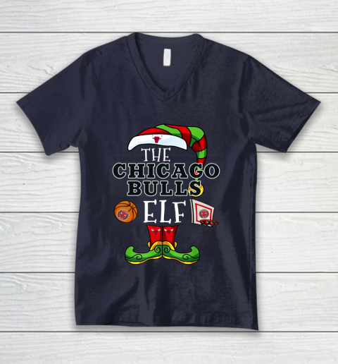 Chicago Bulls Christmas ELF Funny NBA V-Neck T-Shirt 2