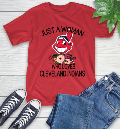 MLB Just A Woman Who Loves Cleveland Indians Baseball Sports T-Shirt 10
