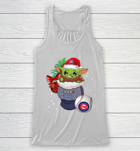 Chicago Cubs Christmas Baby Yoda Star Wars Funny Happy MLB Racerback Tank 2