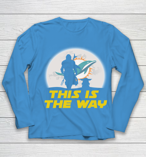 Miami Dolphins NFL Football Star Wars Yoda And Mandalorian This Is The Way Youth Long Sleeve 5