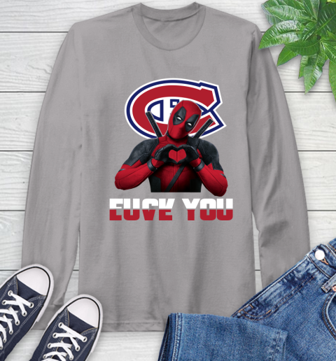 NHL Montreal Canadiens Deadpool Love You Fuck You Hockey Sports Long Sleeve T-Shirt 6
