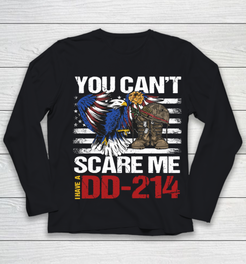 Veteran Shirt DD214, Military Gun Owner, Patriotic Your Can't Scare Me Youth Long Sleeve