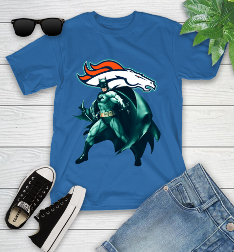 NFL Batman Football Sports Denver Broncos Youth T-Shirt 9