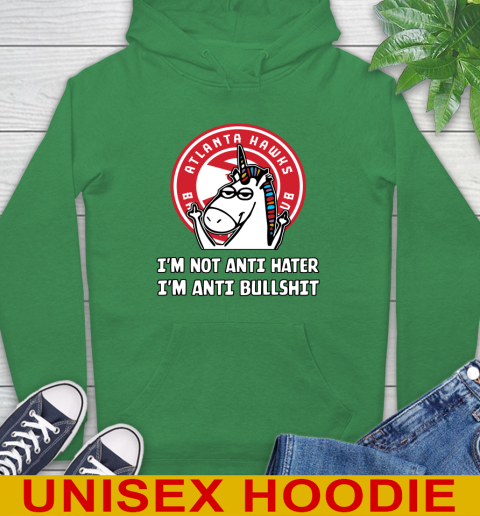 Atlanta Hawks NBA Basketball Unicorn I'm Not Anti Hater I'm Anti Bullshit Hoodie 8