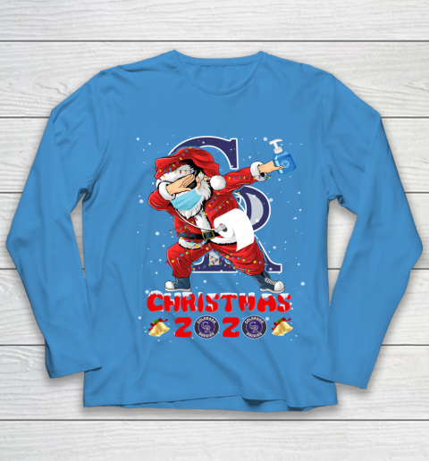 Colorado Rockies Funny Santa Claus Dabbing Christmas 2020 MLB Youth Long Sleeve 5