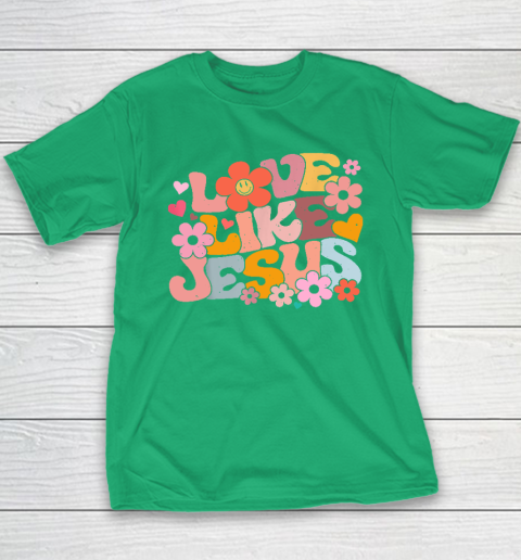 Love Like Jesus Christian Bible Verse Trendy Floral Heart Youth T-Shirt 4