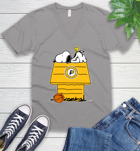 Indiana Pacers NBA Basketball Snoopy Woodstock The Peanuts Movie V-Neck T-Shirt 4