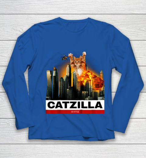 CATZILLA  Funny Kitty Tshirt for Cat lovers to Halloween Youth Long Sleeve 7