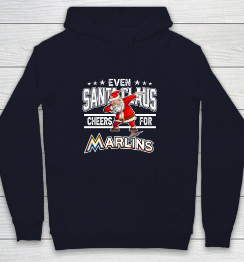Miami Marlins Even Santa Claus Cheers For Christmas MLB Youth Hoodie 2