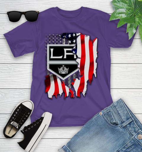 Los Angeles Kings NHL Hockey American Flag Youth T-Shirt 3