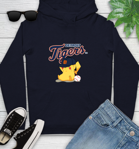 MLB Pikachu Baseball Sports Detroit Tigers Youth Hoodie 4