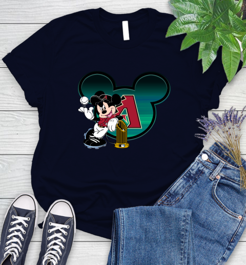 MLB Arizona Diamondbacks The Commissioner's Trophy Mickey Mouse Disney Women's T-Shirt 3