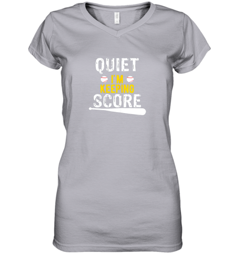 tmk4 quiet i39 m keeping score scorekeeper funny baseball women v neck t shirt 39 front sport grey