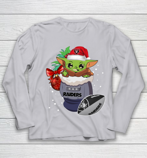 Oakland Raiders Christmas Baby Yoda Star Wars Funny Happy NFL Youth Long Sleeve 5