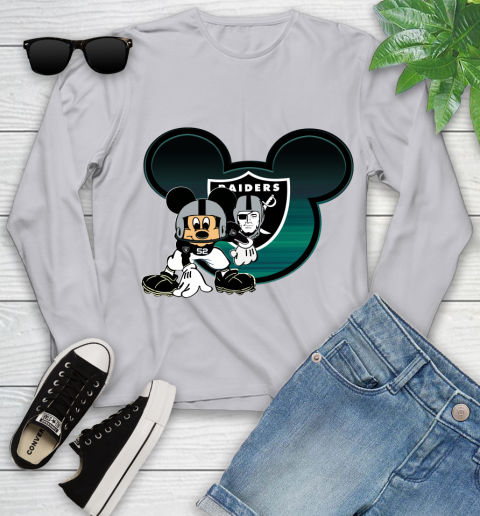 NFL Oakland Raiders Mickey Mouse Disney Football T Shirt Youth Long Sleeve 5