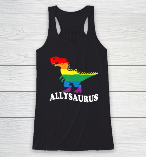 Allysaurus Dinosaur Rainbow Flag For Ally LGBT Pride Racerback Tank