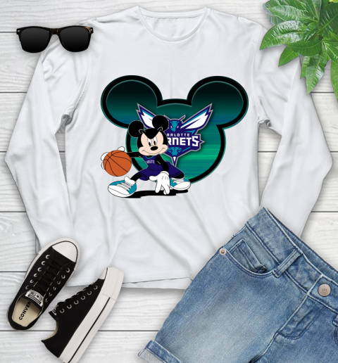 NBA Charlotte Hornets Mickey Mouse Disney Basketball Youth Long Sleeve