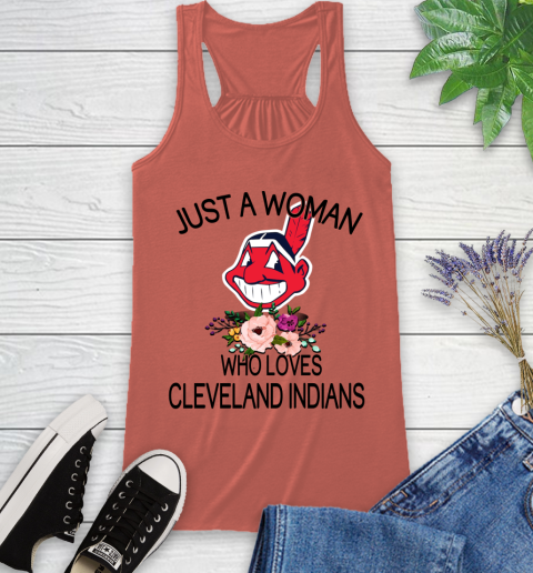MLB Just A Woman Who Loves Cleveland Indians Baseball Sports Racerback Tank 2