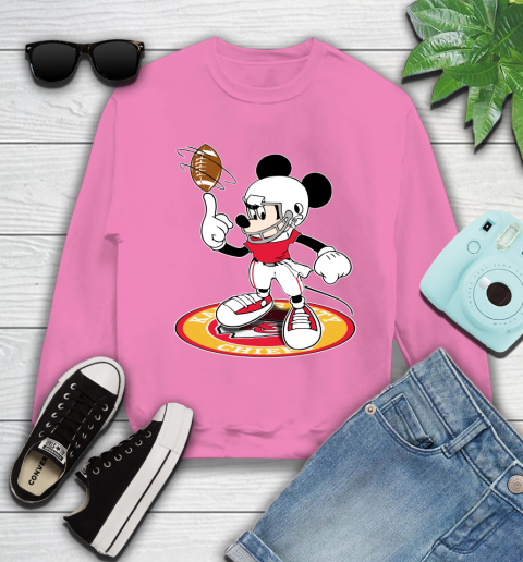 NFL Football Kansas City Chiefs Cheerful Mickey Disney Shirt Youth Sweatshirt 6