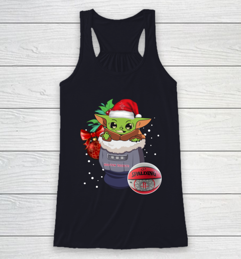Houston Rockets Christmas Baby Yoda Star Wars Funny Happy NBA Racerback Tank 8