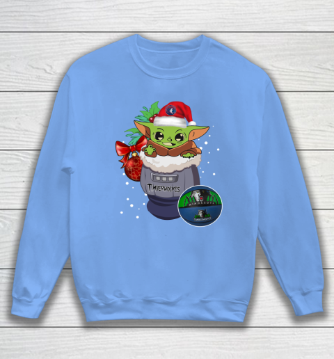 Minnesota Timberwolves Christmas Baby Yoda Star Wars Funny Happy NBA Sweatshirt 9