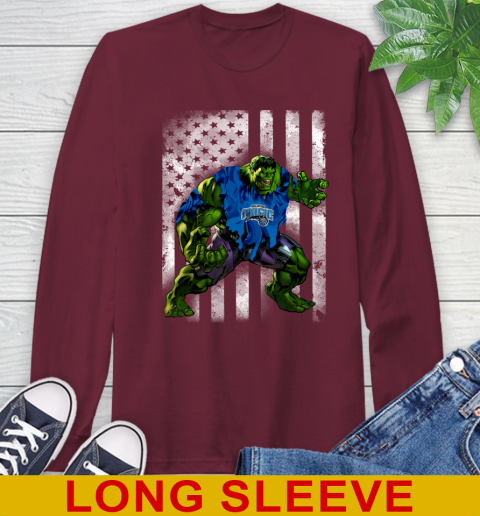 Orlando Magic Hulk Marvel Avengers NBA Basketball American Flag Long Sleeve T-Shirt 7